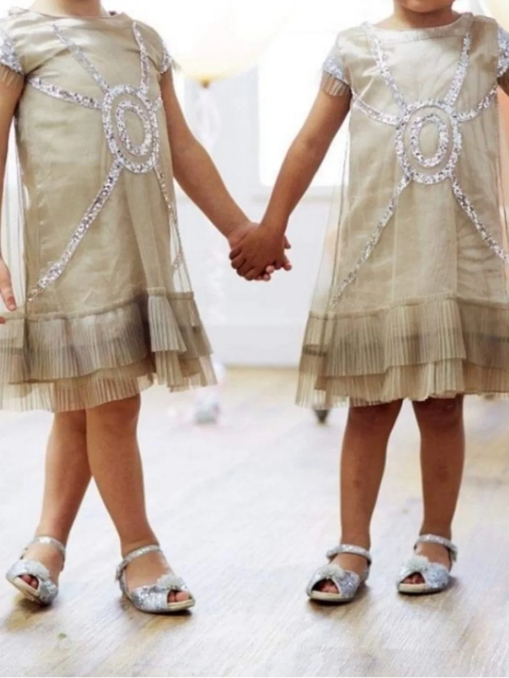 Mia Joy-Joyfolie Girls' Shimmery Gold Party Dress with Sequin Trim-1920’s
